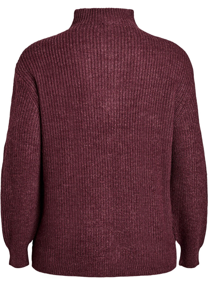 Striktr&oslash;je med h&oslash;j hals og lynl&aring;s, R&oslash;d, Packshot image number 1