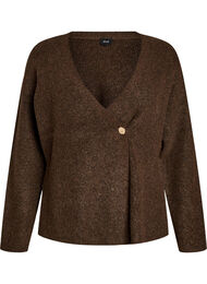 Strikket cardigan med asymmetrisk lukning, Brun