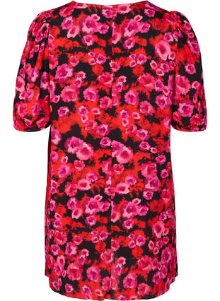 Viskose tunika med blomsterprint, RED FLOWER AOP, Packshot image number 1