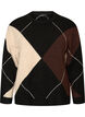 Strikbluse med harlekinm&oslash;nster, Sort, Packshot image number 0