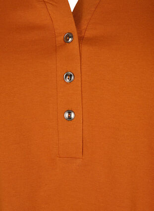 Bomulds t-shirt med v-hals og knapper, Autumnal, Packshot image number 2