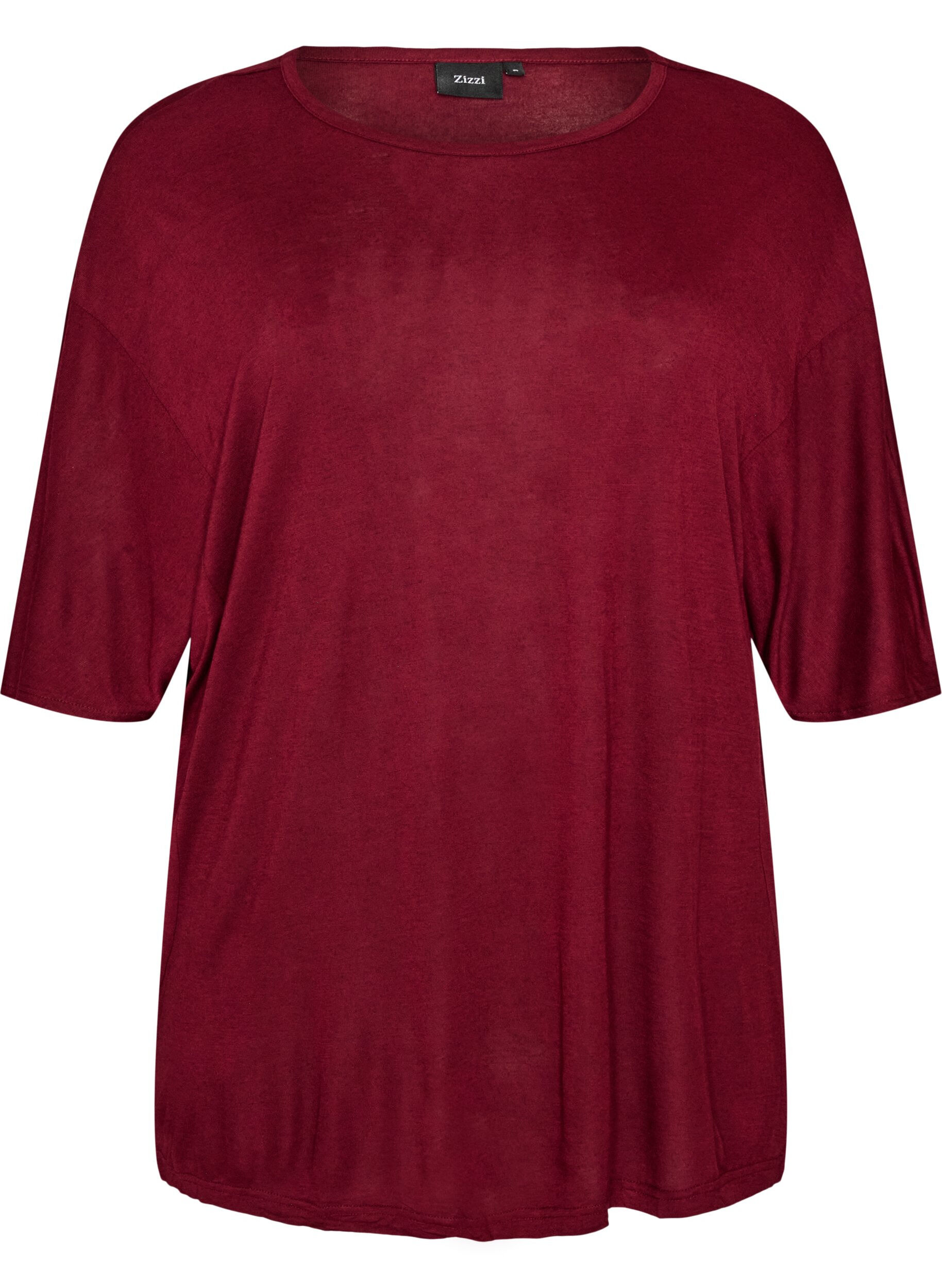 ZizziL&oslash;s T-shirt i viskosejersey, R&oslash;d, Packshot image number 0
