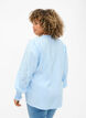 Bluse med flæser og broderi anglaise, Chambray Blue, Model image number 1