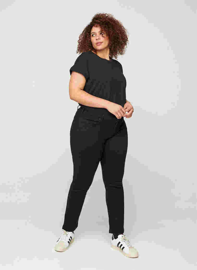 Slim fit Emily jeans med normal talje, Black, Model image number 5