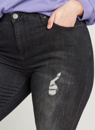 Amy jeans med slid detaljer, Grey Denim, Model image number 2