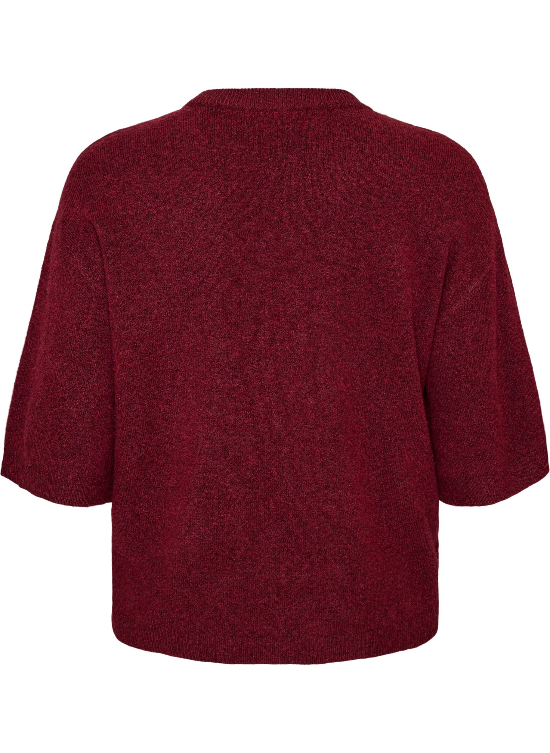 ZizziL&oslash;s strikbluse med korte &aelig;rmer, R&oslash;d, Packshot image number 1