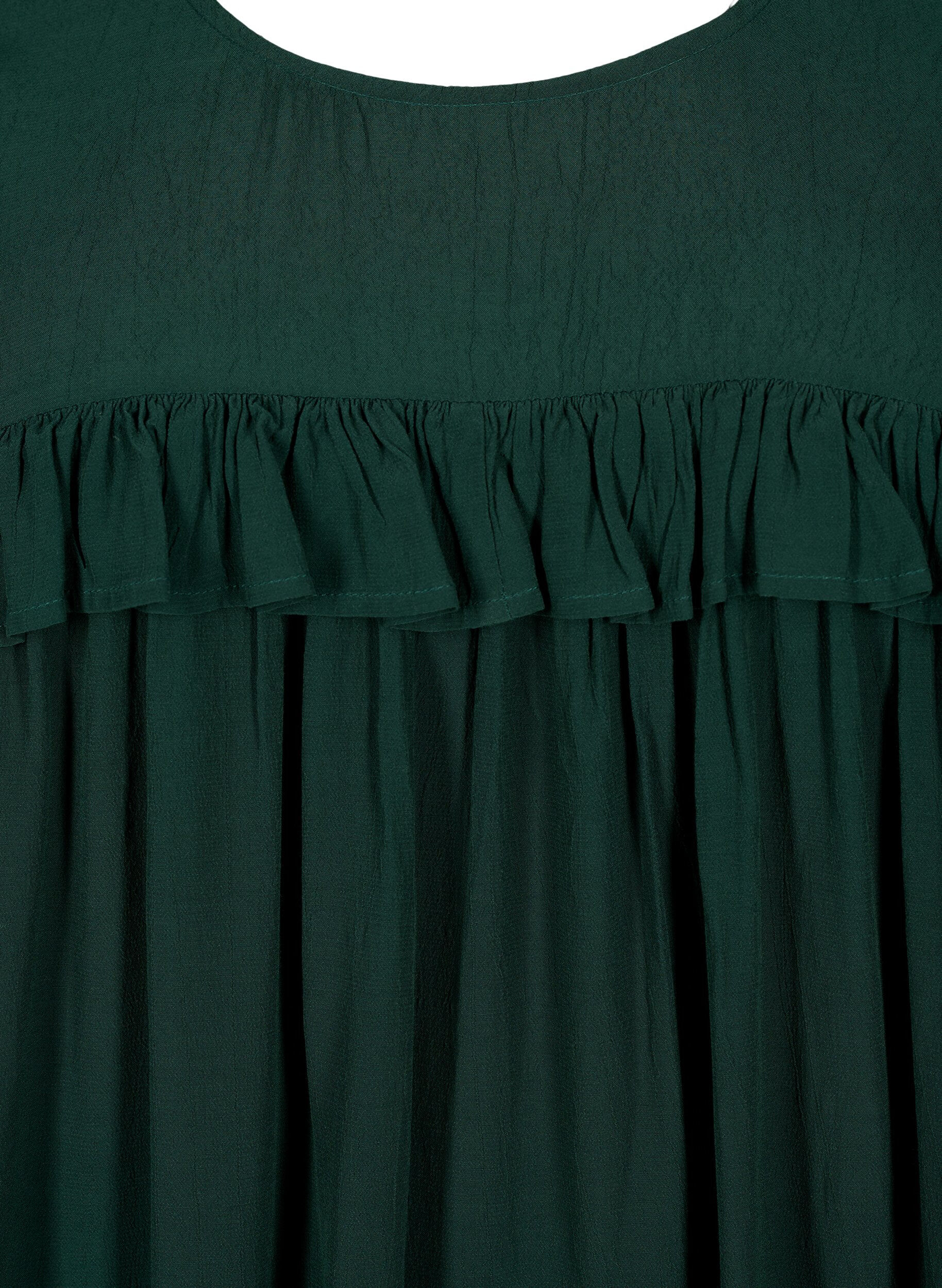 Zizzi Viskose tunika med fl&aelig;ser , Scarab, Packshot image number 2