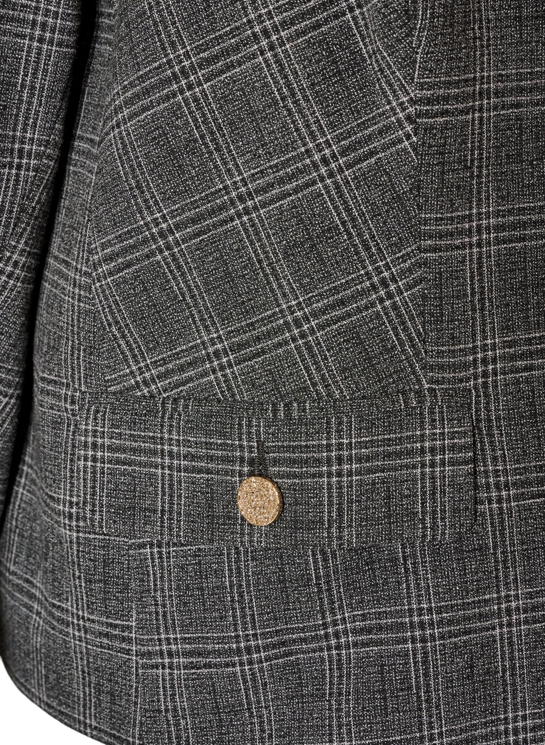 ZizziKort blazer med ternet m&oslash;nster, Gr&aring;, Packshot image number 3