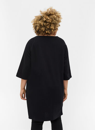 Kampagnevare - Bomulds sweatkjole med lommer og 3/4 ærmer, Black, Model image number 1