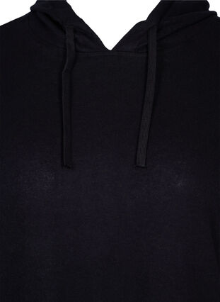 Bluse i visksoemix med hætte, Black, Packshot image number 2