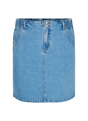 Denim nederdel med lommer, Light blue denim, Packshot image number 0