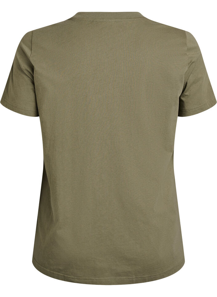 Basis t-shirt i bomuld med rund hals, Gr&oslash;n, Packshot image number 1