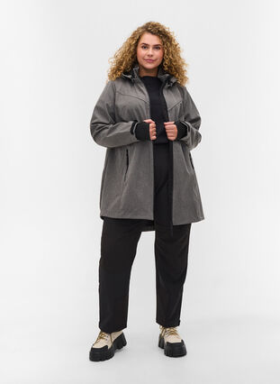 Softshell jakke med aftagelig hætte, Medium Grey Melange, Model image number 3