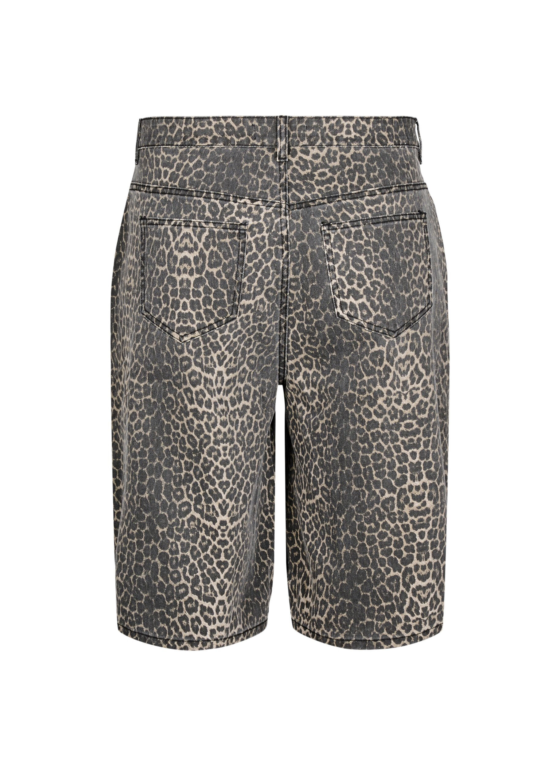 ZizziLeopardm&oslash;nstrede bermudashorts i denim, Brun, Packshot image number 1
