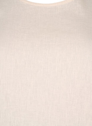 Kortærmet bluse i bomuldsmix med hør og snøredetalje, Sandshell, Packshot image number 2