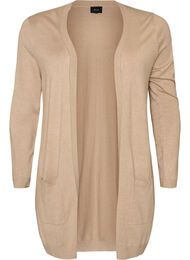 Lang strikcardigan i viskosemix, Beige