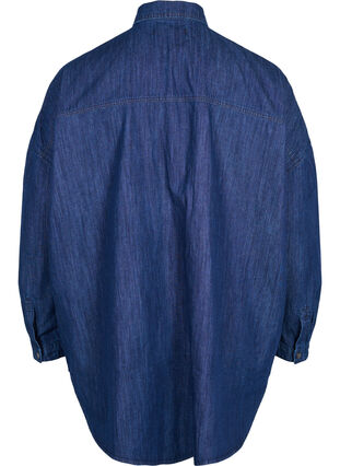 Oversize denimskjorte i bomuld, Dark blue denim, Packshot image number 1