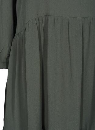 Viskose kjole med 3/4 ærmer og a-form , Thyme, Packshot image number 3