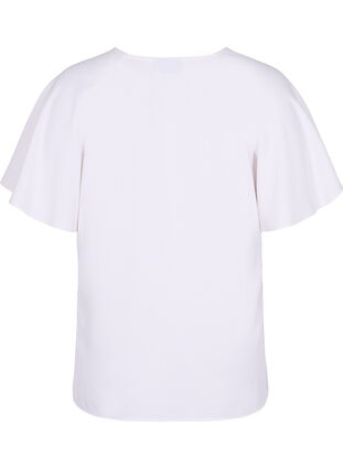 Kortærmet bluse med rund halsudskæring, Bright White, Packshot image number 1
