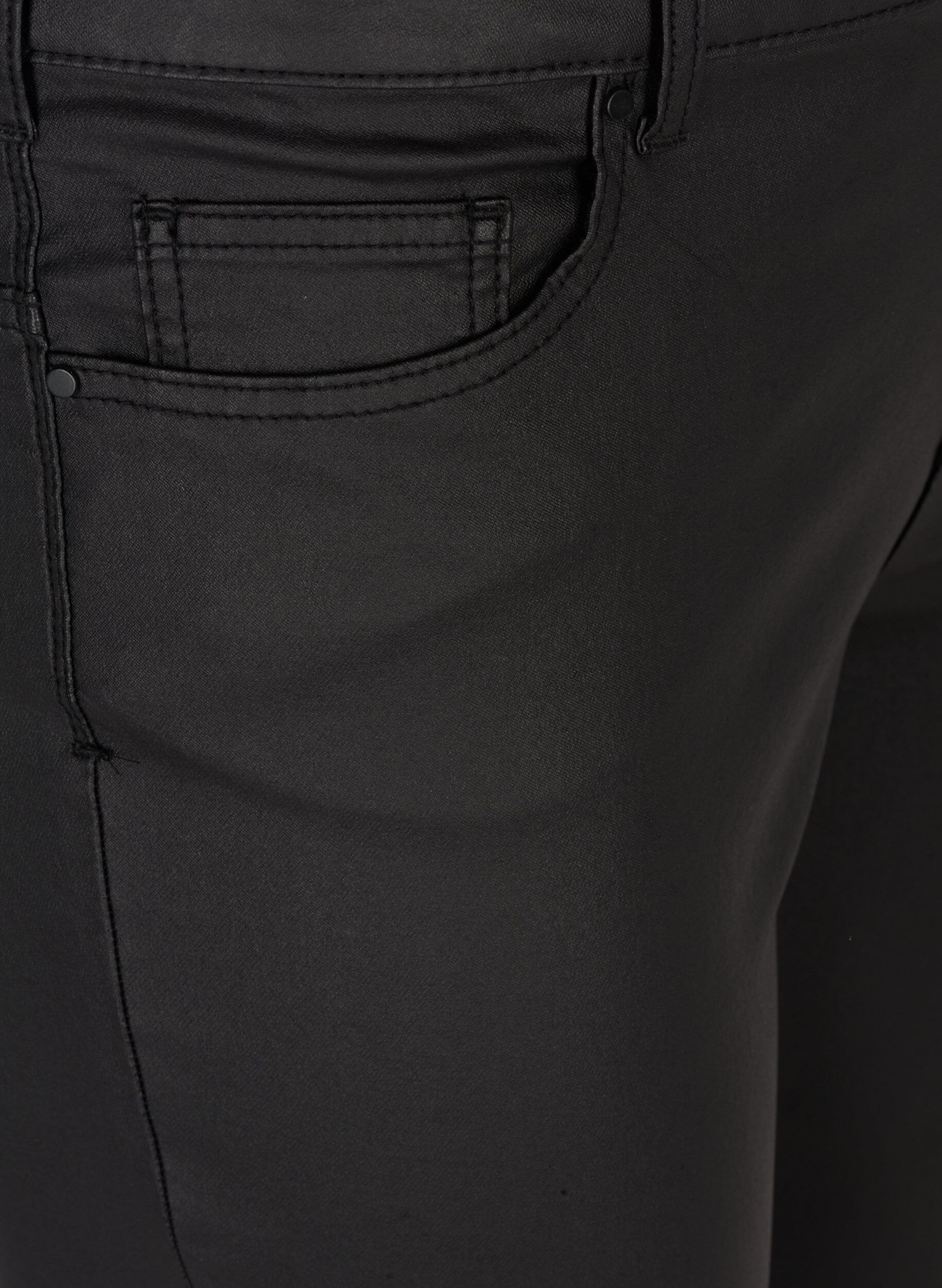 Zizzi Coated Amy jeans, Black coated, Packshot image number 2