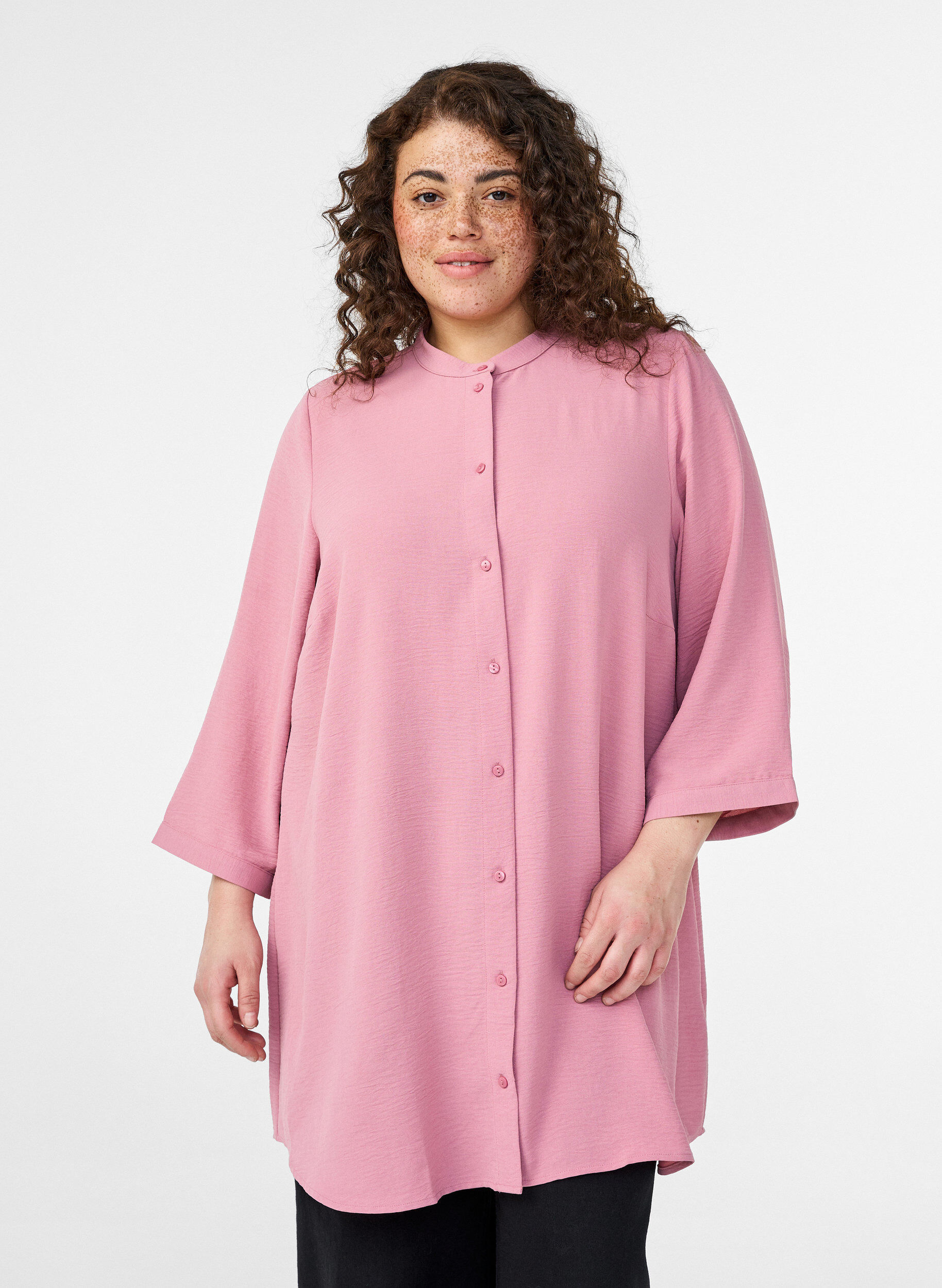 Tunika med 3/4 &aelig;rmer, Lyser&oslash;d, Model