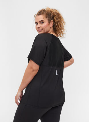 Ensfarvet trænings t-shirt med reflex detaljer, Black, Model image number 1