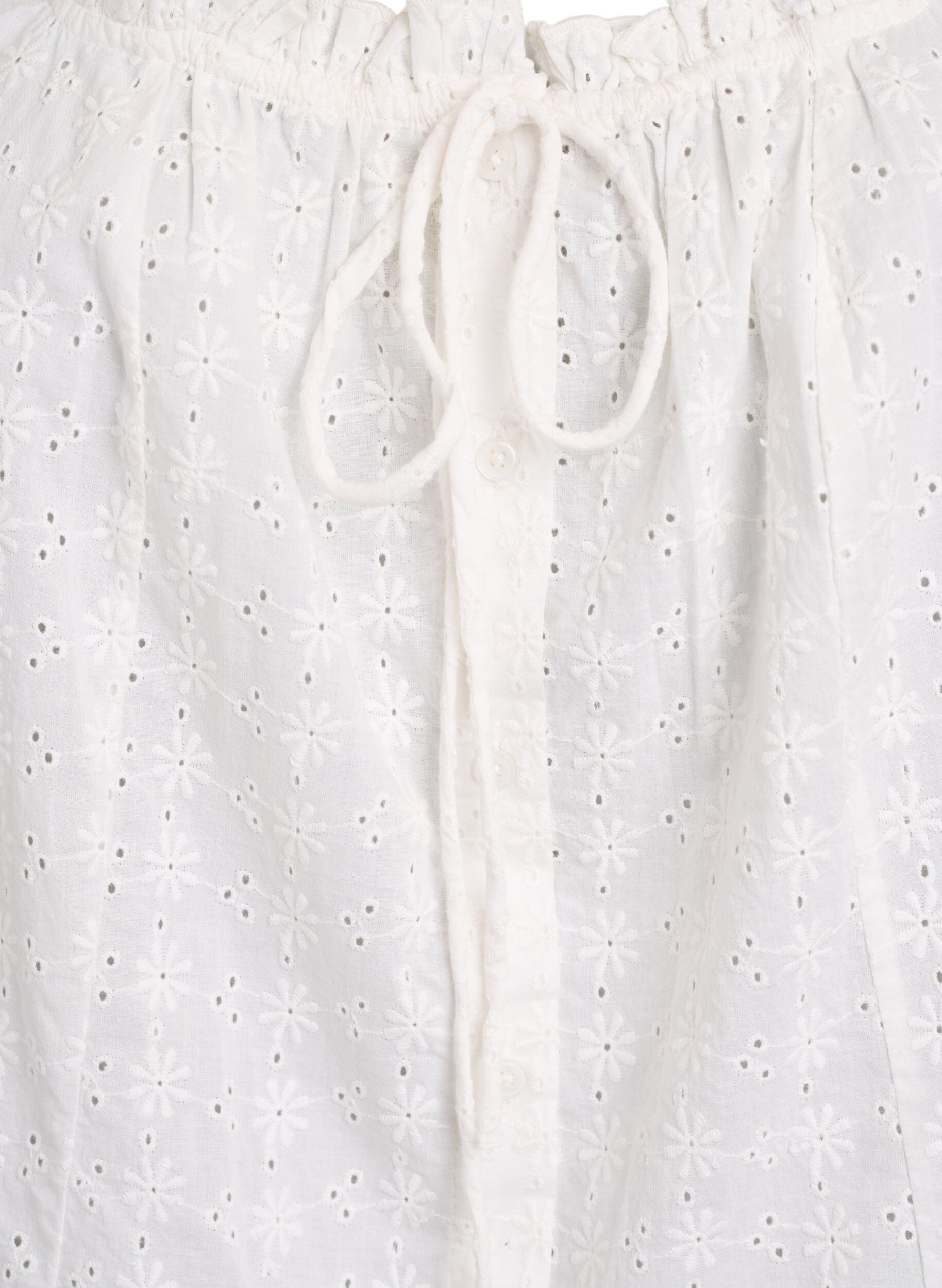 Zizzi&AElig;rmel&oslash;s bluse med broderie anglaise og fl&aelig;ser, Vanilla, Packshot image number 2