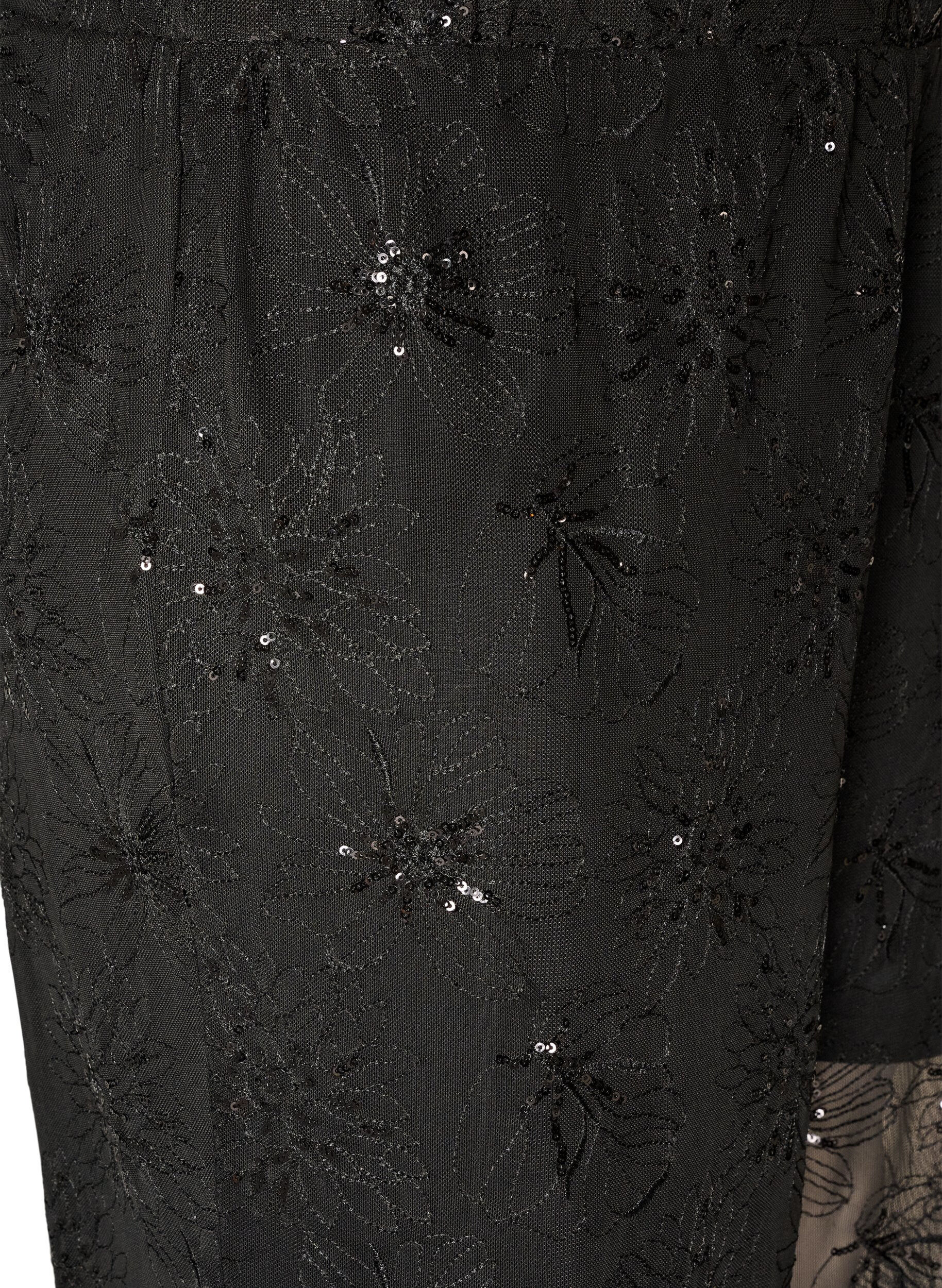ZizziMeshbukser med broderede blomster og pailletter, Sort, Packshot image number 2
