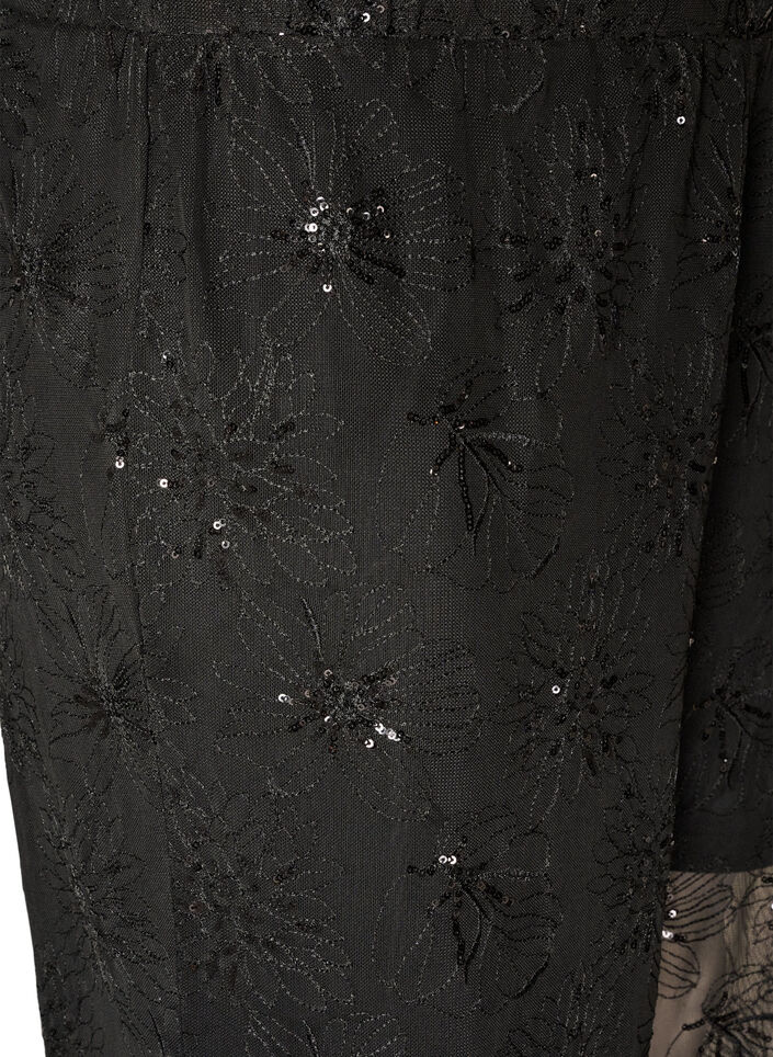 Meshbukser med broderede blomster og pailletter, Sort, Packshot image number 2