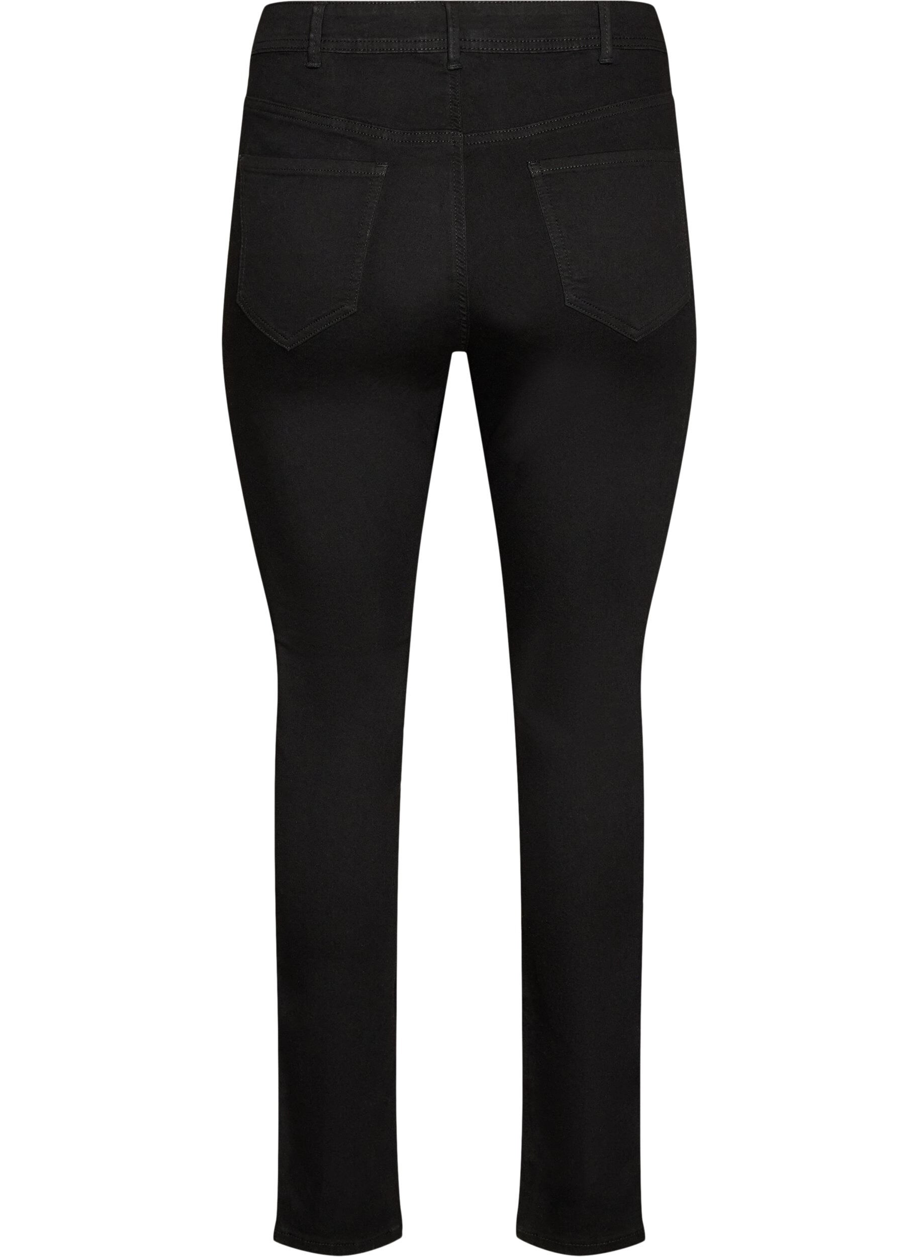ZizziAmy super slim fit jeans med h&oslash;j talje, Sort, Packshot image number 1