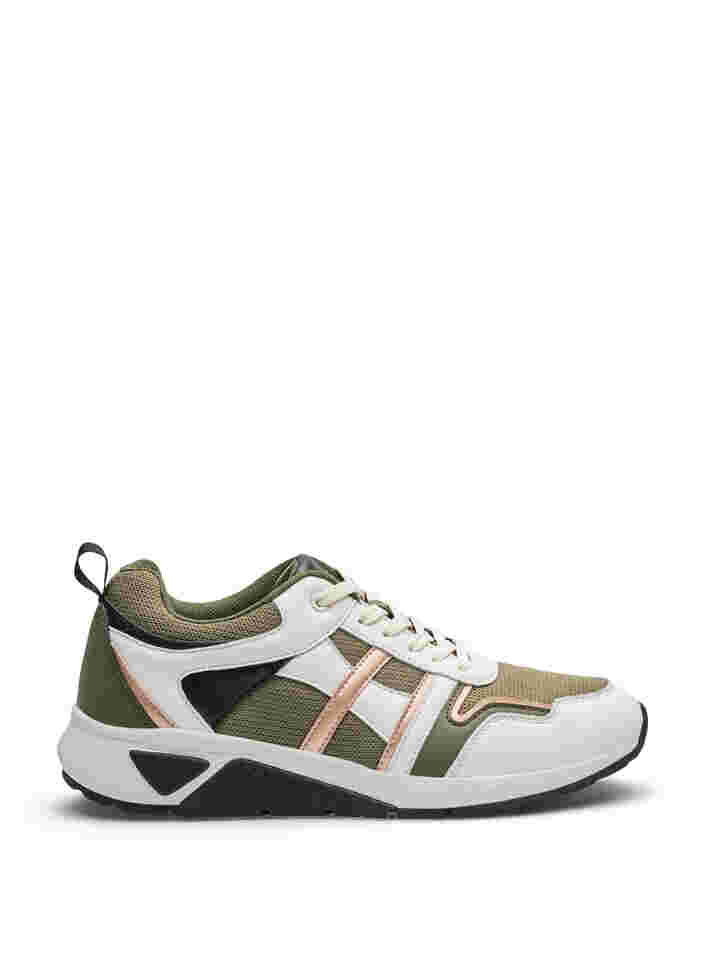 Wide fit sneakers, Army Green/Rose Gold, Packshot