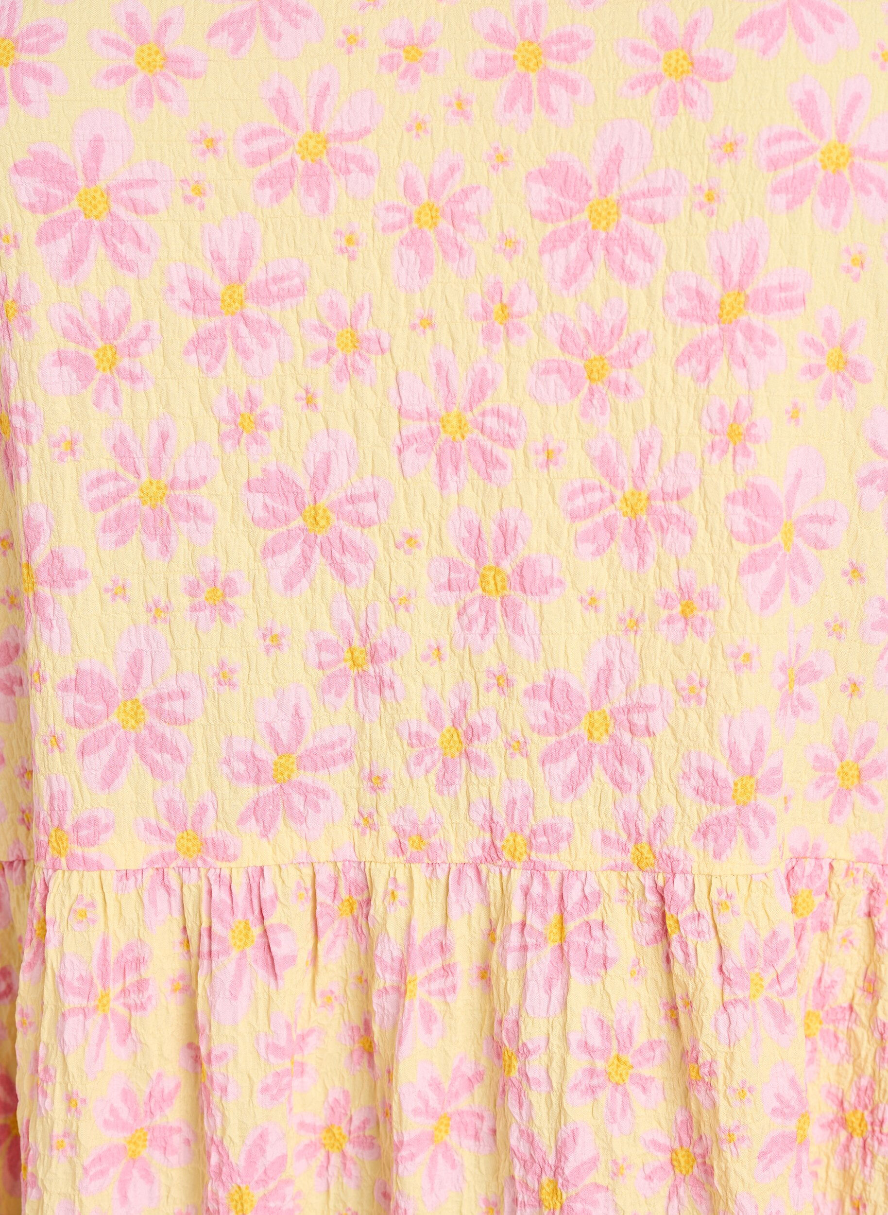 ZizziAnkellang kjole med korte &aelig;rmer og volantlag, Gul, Packshot image number 2