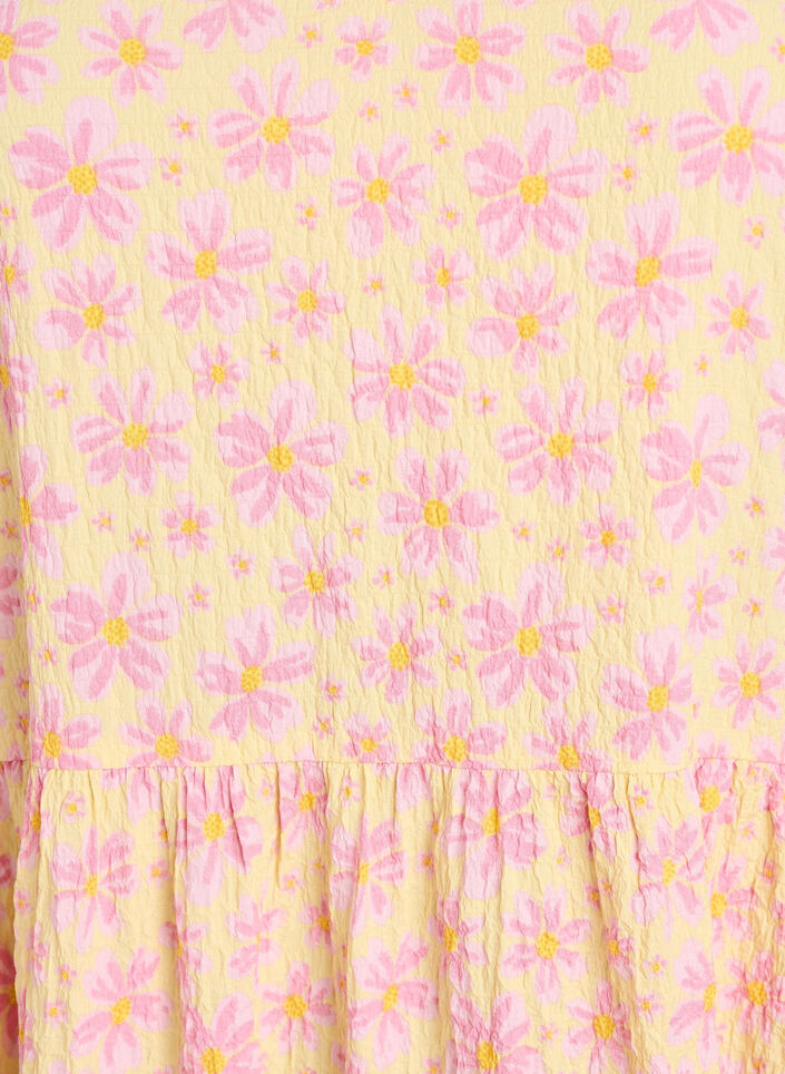 Ankellang kjole med korte &aelig;rmer og volantlag, Gul, Packshot image number 2