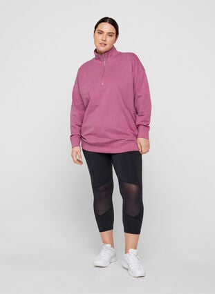 Meleret sweatshirt med lynlås, Grape Nectar Melange, Model image number 1