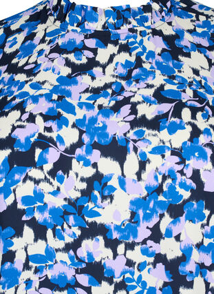 FLASH - Langærmet kjole med blomsterprint, Blue Purple Flower, Packshot image number 2