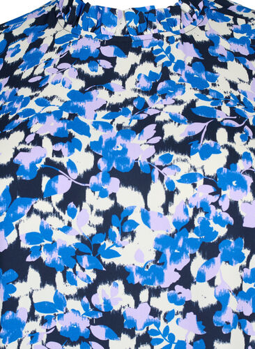 FLASH - Langærmet kjole med blomsterprint, Blue Purple Flower, Packshot image number 2