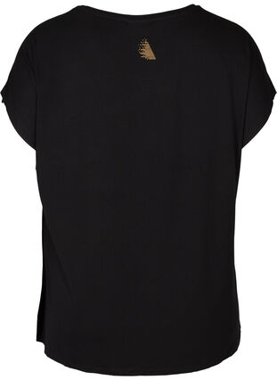 Trænings t-shirt med print på brystet, Black, Packshot image number 1