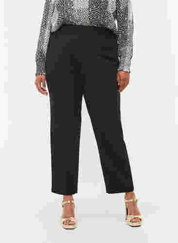 Ensfarvede bukser med straight fit, Black, Model image number 2
