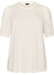 Bluse med knapdetalje og korte puf&aelig;rmer, Beige, Packshot image number 0