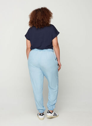 Løse bukser i med lommer, Light blue denim, Model image number 1