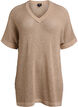 FLASH - Kortærmet strikbluse med v-hals, Beige, Packshot image number 0