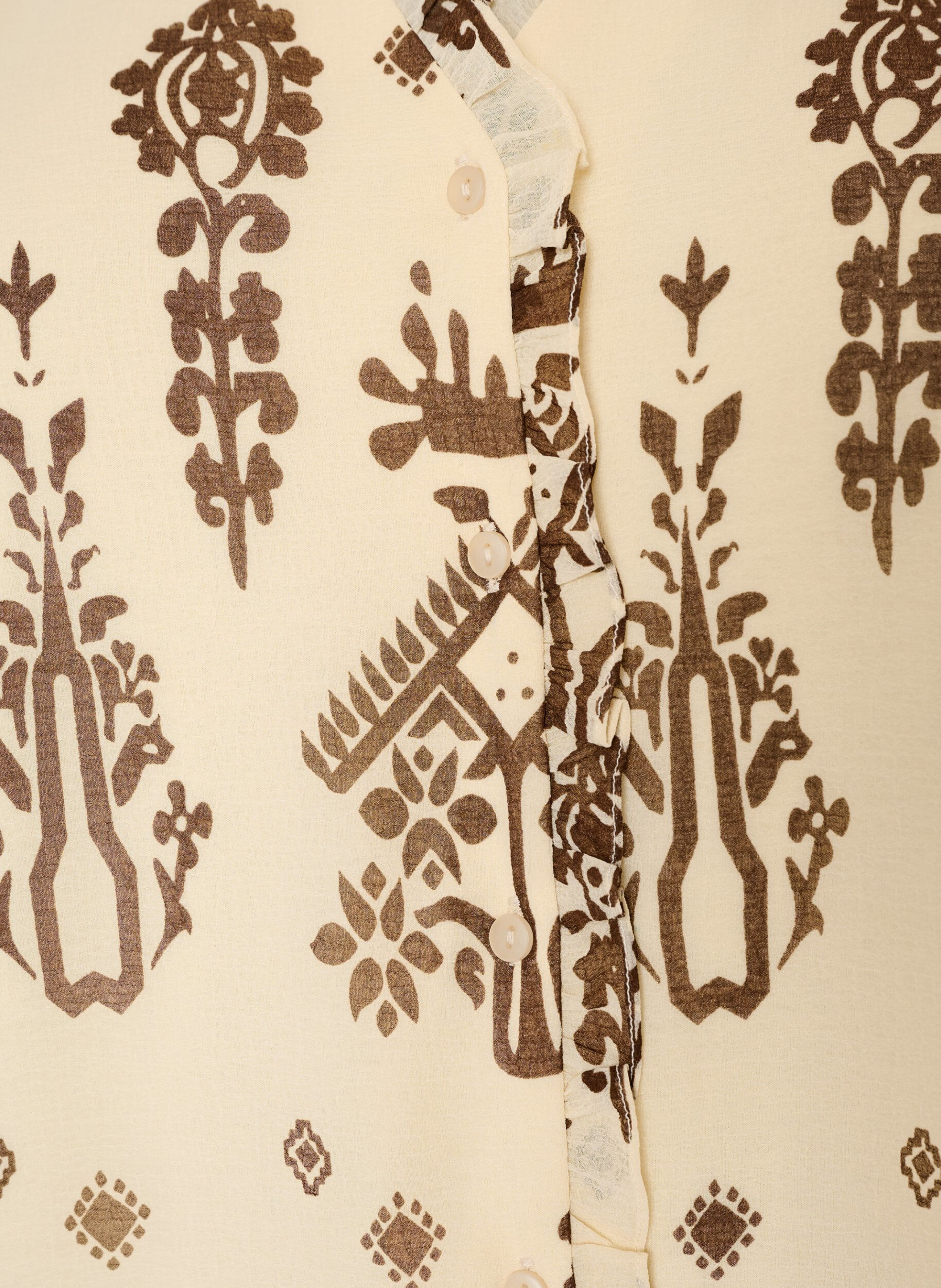 ZizziKjole med ornamentprint og fl&aelig;sekrave, Beige, Packshot image number 2