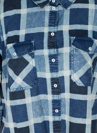 Ternet skjorte med brystlommer i bomuld , Blue/Black Check, Packshot image number 2