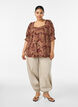 Viskosebluse med paisleyprint og firkantet udsk&aelig;ring, Brun, Model image number 1