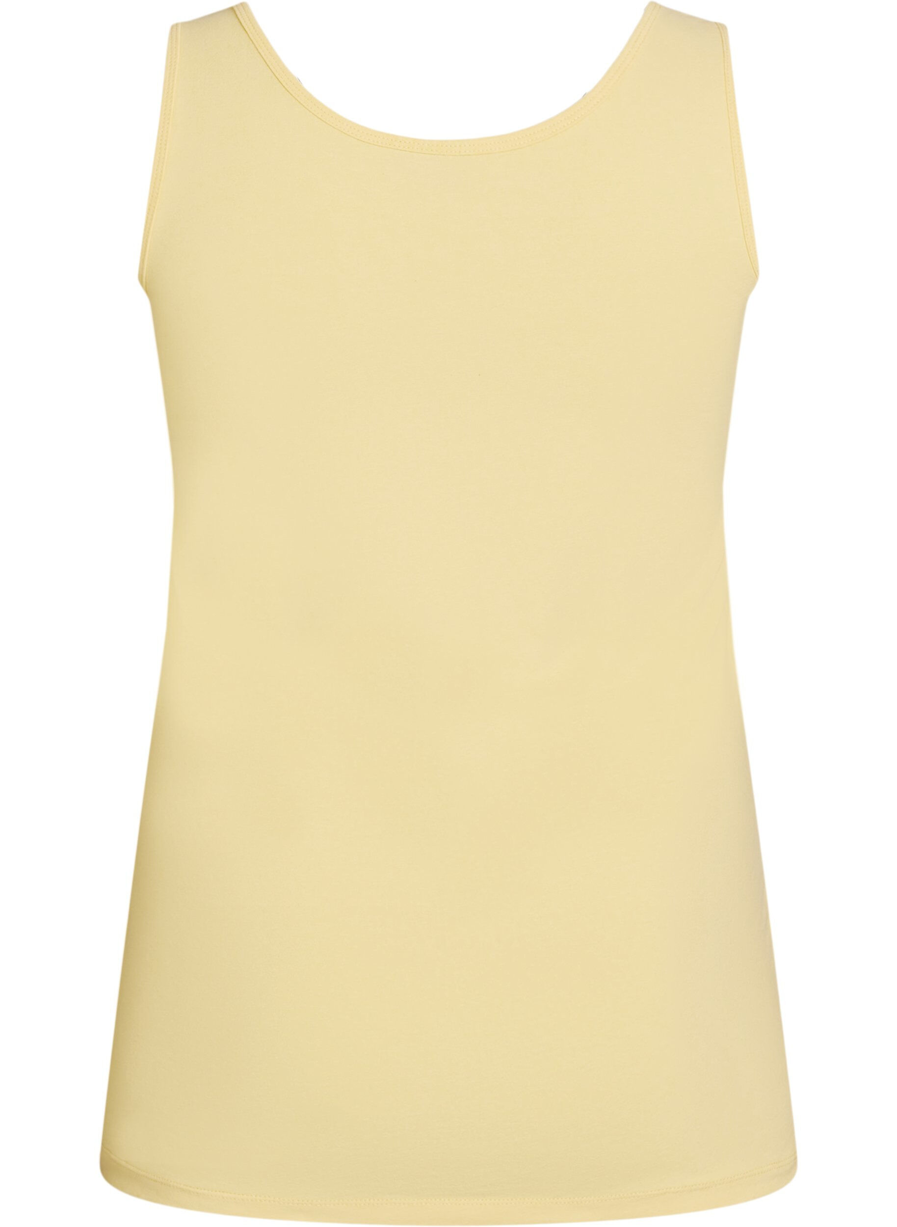 ZizziEnsfarvet basis top i bomuld, Gul, Packshot image number 1