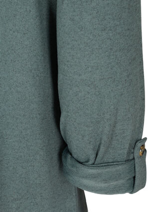 Bluse med 3/4 ærmer og lynlås, Balsam Green Mel, Packshot image number 3