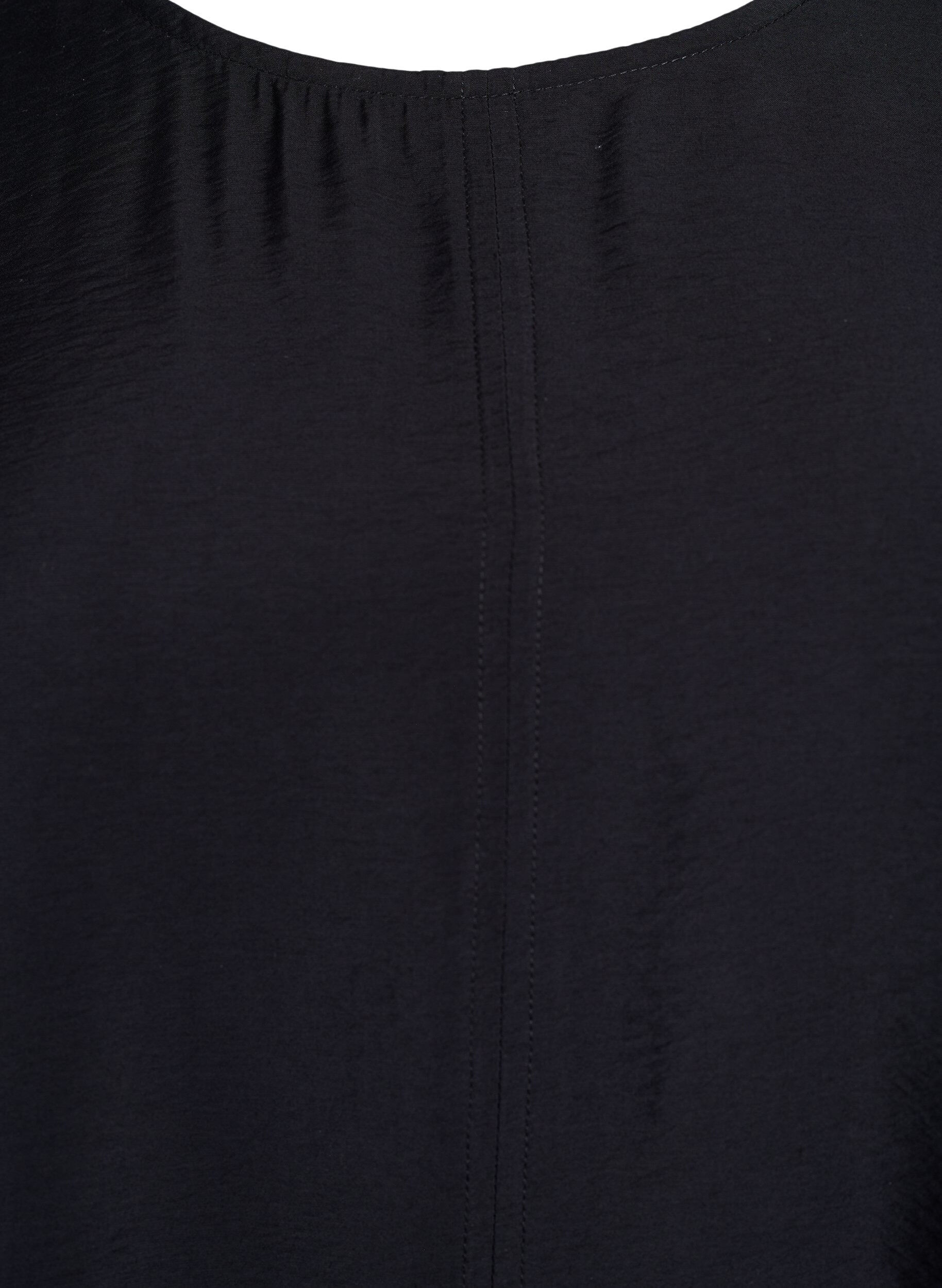 Zizzi A-formet viskose kjole med korte &aelig;rmer, Sort, Packshot image number 2