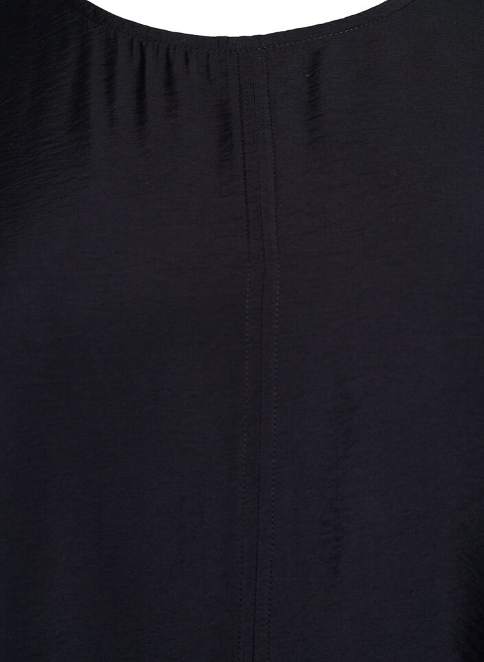 A-formet viskose kjole med korte ærmer, Sort, Packshot image number 2