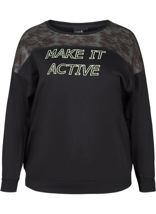 Sweatshirt med print detaljer, Black, Packshot image number 0