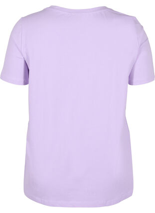 Kortærmet bomulds t-shirt med tryk,  Lavender LAMOUR, Packshot image number 1
